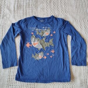 Children's Place Long Sleeved Shark Tee Shirt Blue Size 5t